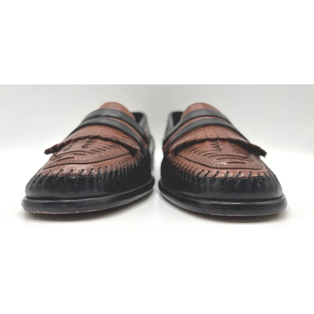 Giorgio Brutini Le Glove Geneva Men's 9D Brown Leather Woven Kiltie Loafers